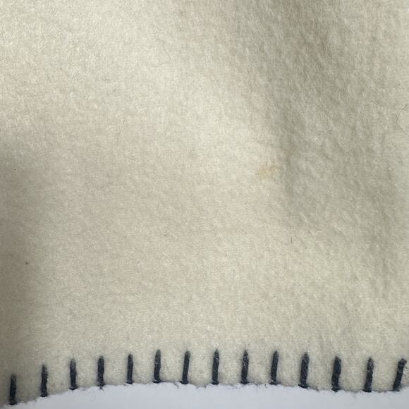 Ralph Lauren RLL Fleece Throw Blanket American Flag Logo Cream White 50x60 USA - Picture 7 of 13